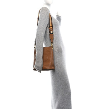 PRADA Vitello Phenix Embossed Logo Shoulder Bag Brown