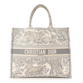 CHRISTIAN DIOR Canvas Embroidered Large Dioriviera Toile De Jouy Book Tote Gray