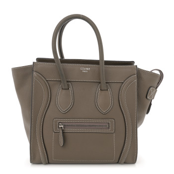 CELINE Drummed Calfskin Micro Luggage Souris