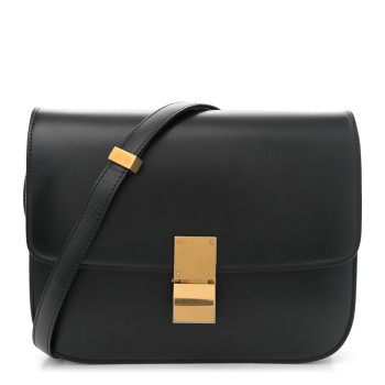 CELINE Box Calfskin Medium Classic Box Flap Bag Black