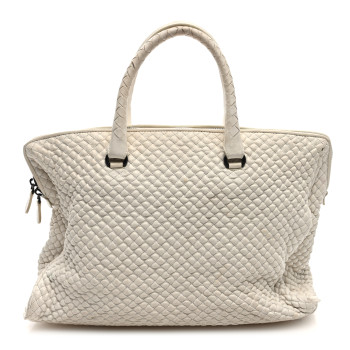 BOTTEGA VENETA Nappa Bubble Quilted Tote Tote White