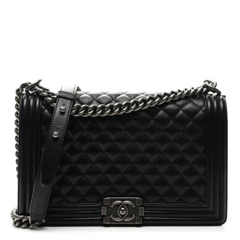 CHANEL Caviar Quilted New Medium Boy Flap Black