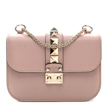 VALENTINO GARAVANI Vitello Small Glam Lock Rockstud Flap Poudre
