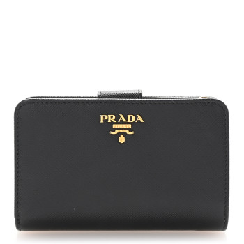PRADA Saffiano Metal Compact Wallet Black