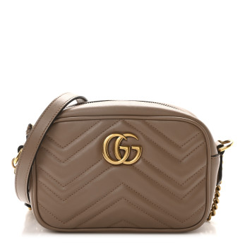 GUCCI Calfskin Matelasse Mini GG Marmont Chain Shoulder Bag Porcelain Rose