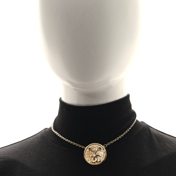 CHANEL Metal CC Medallion Chain Necklace Gold