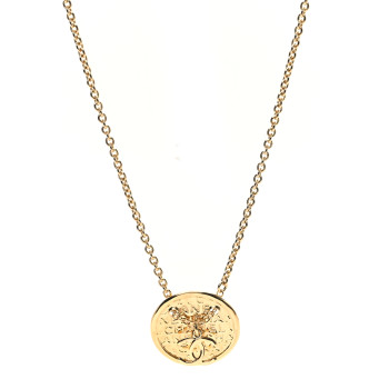 CHANEL Metal CC Medallion Chain Necklace Gold