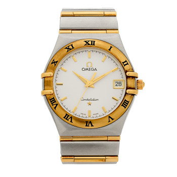 OMEGA Stainless Steel 18K Yellow Gold 33mm Constellation Quartz Watch White 1212.30