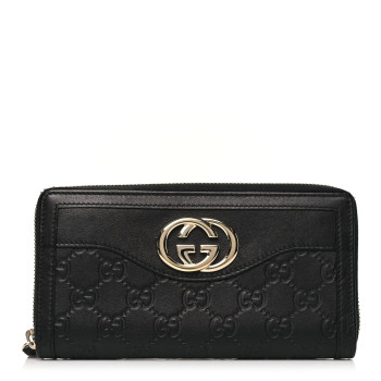 GUCCI Guccissima Signature Sukey Zip Around Wallet Black