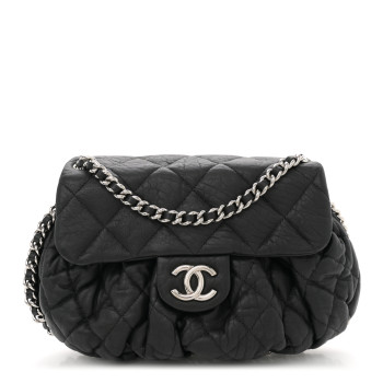CHANEL Washed Lambskin Quilted Large Chain Around Flap Black