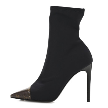 LOUIS VUITTON Monogram Cherie Ankle Boots 36.5 Black