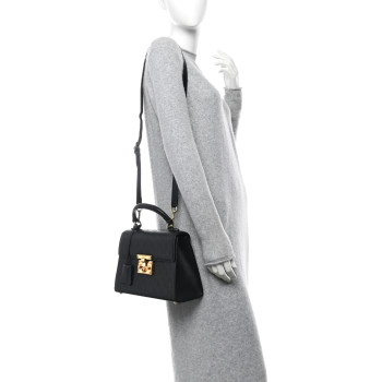 GUCCI Guccissima Signature Small Padlock Top Handle Bag Black