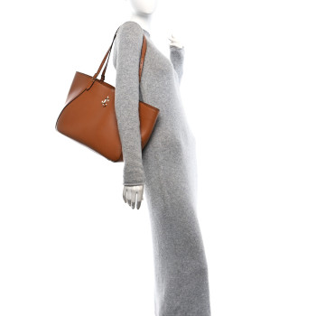 JIMMY CHOO Calfskin Varenne E/W Tote Bag Tan