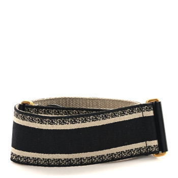 CHRISTIAN DIOR Canvas Embroidered Shoulder Strap Black