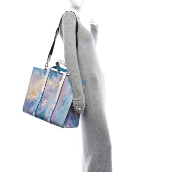 FENDI Fabric Jacquard FF Tie Dye Sunset Large Shopping Tote  Light Blue Black