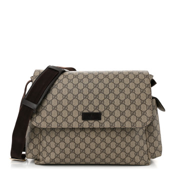 GUCCI GG Plus Monogram Messenger Diaper Bag Dark Brown