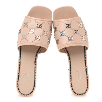 GUCCI Malaga Kid Interlocking G Studs 25/85mm Platform Sandals 39.5 Perfect Pink