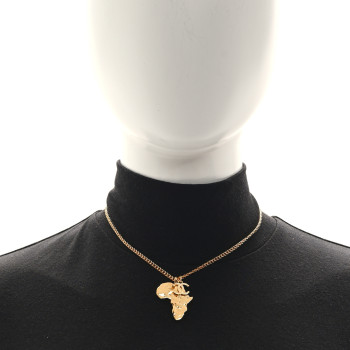 CHANEL Crystal Pearl CC Africa Pendant Necklace Gold White