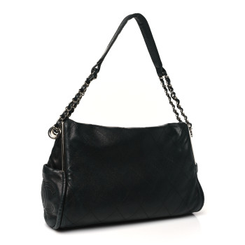 CHANEL Lambskin Stitched Medium Ultimate Soft Tote Black
