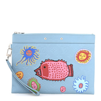 LOUIS VUITTON LV x YK Taurillon Pochette To Go Clutch Blue