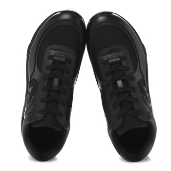 CHANEL Lambskin Fabric CC Uniform Mens Sneakers 44 Black