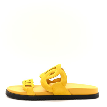 HERMES Suede Goatskin Extra Sandals 39 Jaune Sable