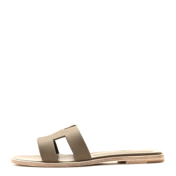 HERMES Epsom Oran Sandals 38 Etoupe