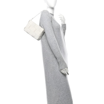 BOTTEGA VENETA Calfskin Maxi Intrecciato Cassette Pouch On Strap Chalk