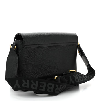 BURBERRY Coated Canvas Calfskin Vintage Check Medium Note Crossbody Bag Black