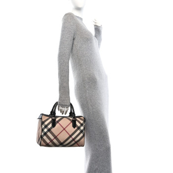 BURBERRY Nova Check Patent Small Chester Bowling Bag Black