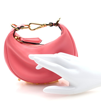 FENDI Vitello Grace New Matte Nano Fendigraphy Hobo Charm Pink Dalia