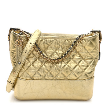 CHANEL Metallic Aged Calfskin Quilted Medium Gabrielle Gold