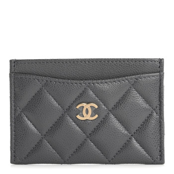 CHANEL Caviar Quilted Card Holder Grey