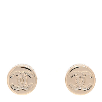 CHANEL Metal Round CC Earrings Gold