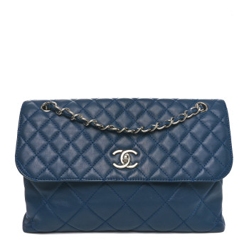 CHANEL Calfskin Quilted In the Business Flap Dark Navy Blue