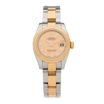 ROLEX Stainless Steel 18K Everose Gold Diamond 26mm Oyster Perpetual Datejust Watch Champagne 179161