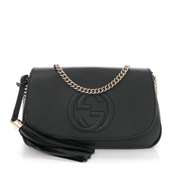 GUCCI Pebbled Calfskin Medium Soho Flap Crossbody Black