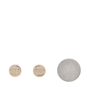 CHANEL Metal Round CC Earrings Gold