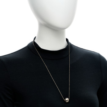 SAINT LAURENT Metal Textured Ball Chain Link Necklace Silver