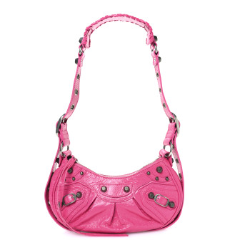 BALENCIAGA Agneau Arena Le Cagole Shoulder Bag XS Hot Pink
