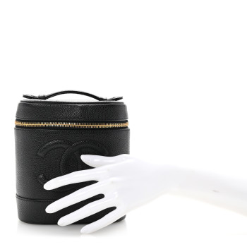 CHANEL Caviar Vanity Cosmetic Case Black