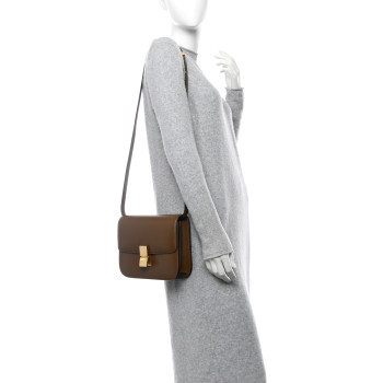 CELINE Liege Calfskin Medium Classic Box Flap Bag Camel