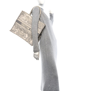 CHRISTIAN DIOR Canvas Embroidered Large Dioriviera Toile De Jouy Book Tote Gray