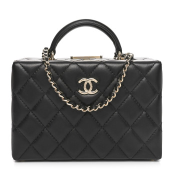CHANEL Lambskin Quilted Small CC Top Handle Box Bag Black