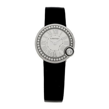 CARTIER Stainless Steel Satin Diamond Bezel 26mm Ballon Blanc De Cartier Quartz Watch