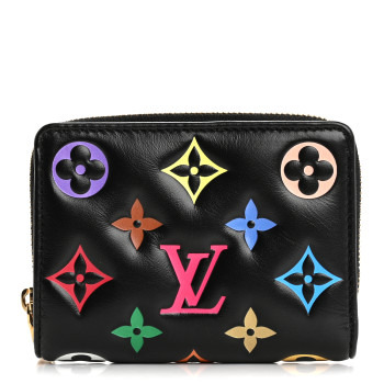 LOUIS VUITTON LV X TM Lambskin Embossed Monogram Multicolor Lou Coussin Wallet Black