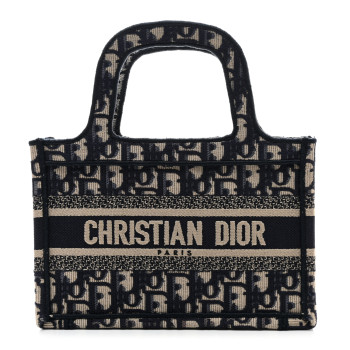 CHRISTIAN DIOR Oblique Mini Book Tote Blue Multicolor
