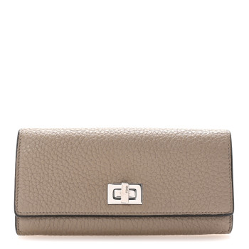 FENDI Cuoio Romano Vitello Grace Selleria Peekaboo Continental Wallet Corda