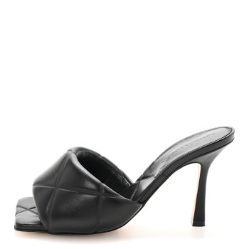 BOTTEGA VENETA Nappa Quilted Rubber Lido Mule Sandals 35.5 Black