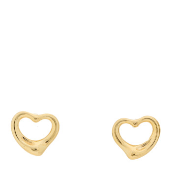 TIFFANY 18K Yellow Gold 11mm Elsa Peretti Open Heart Earrings